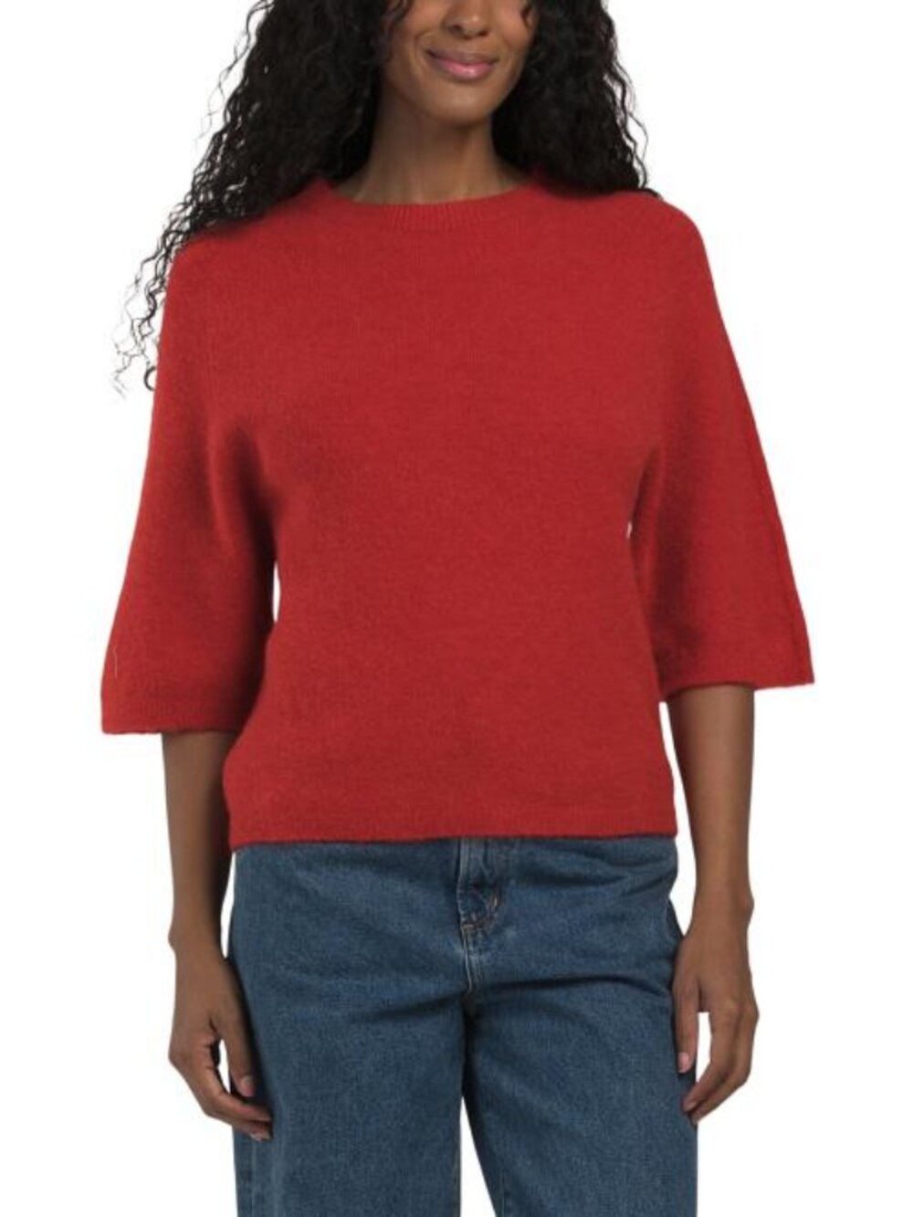 BIANCO E BLU Round Neck Three-quarter Sleeve Pull Over Sweater